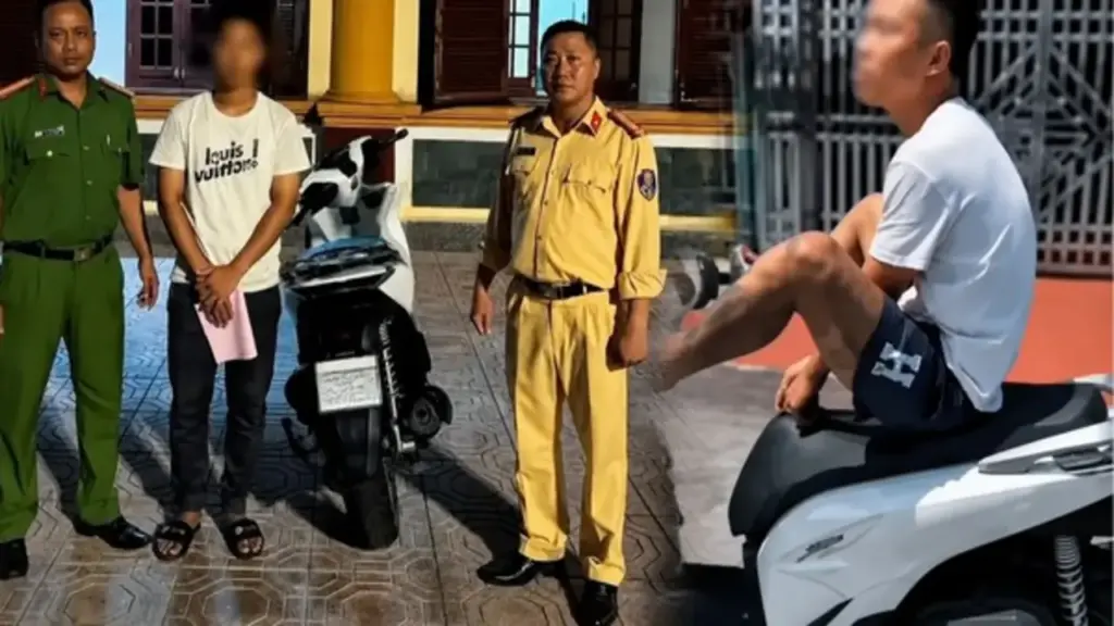 Lái Honda SH bằng chân, thanh niên 'thích thể hiện' bị tịch thu xe