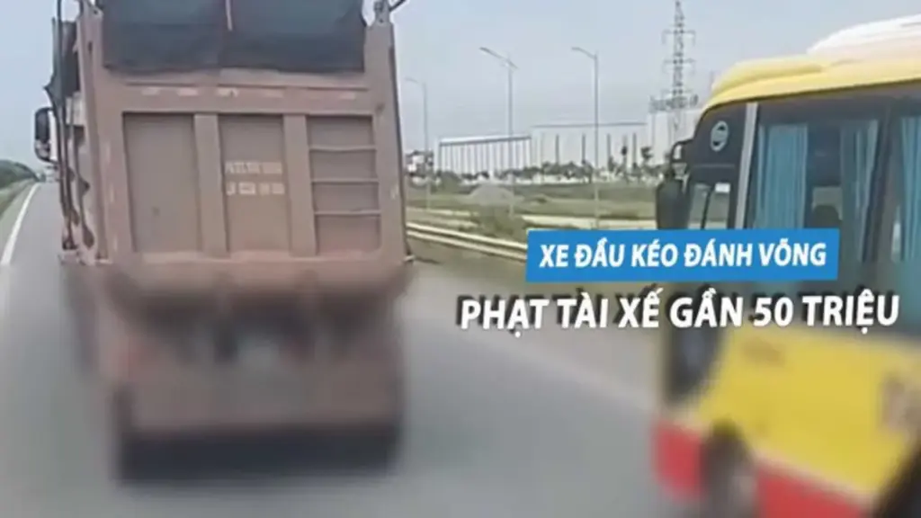 Lái xe đầu kéo lạng lách chèn đường xe khác, tài xế bị phạt gần 50 triệu