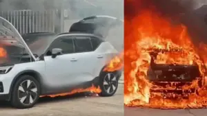 Ôtô bốc cháy khi đang đỗ trước cửa nhà